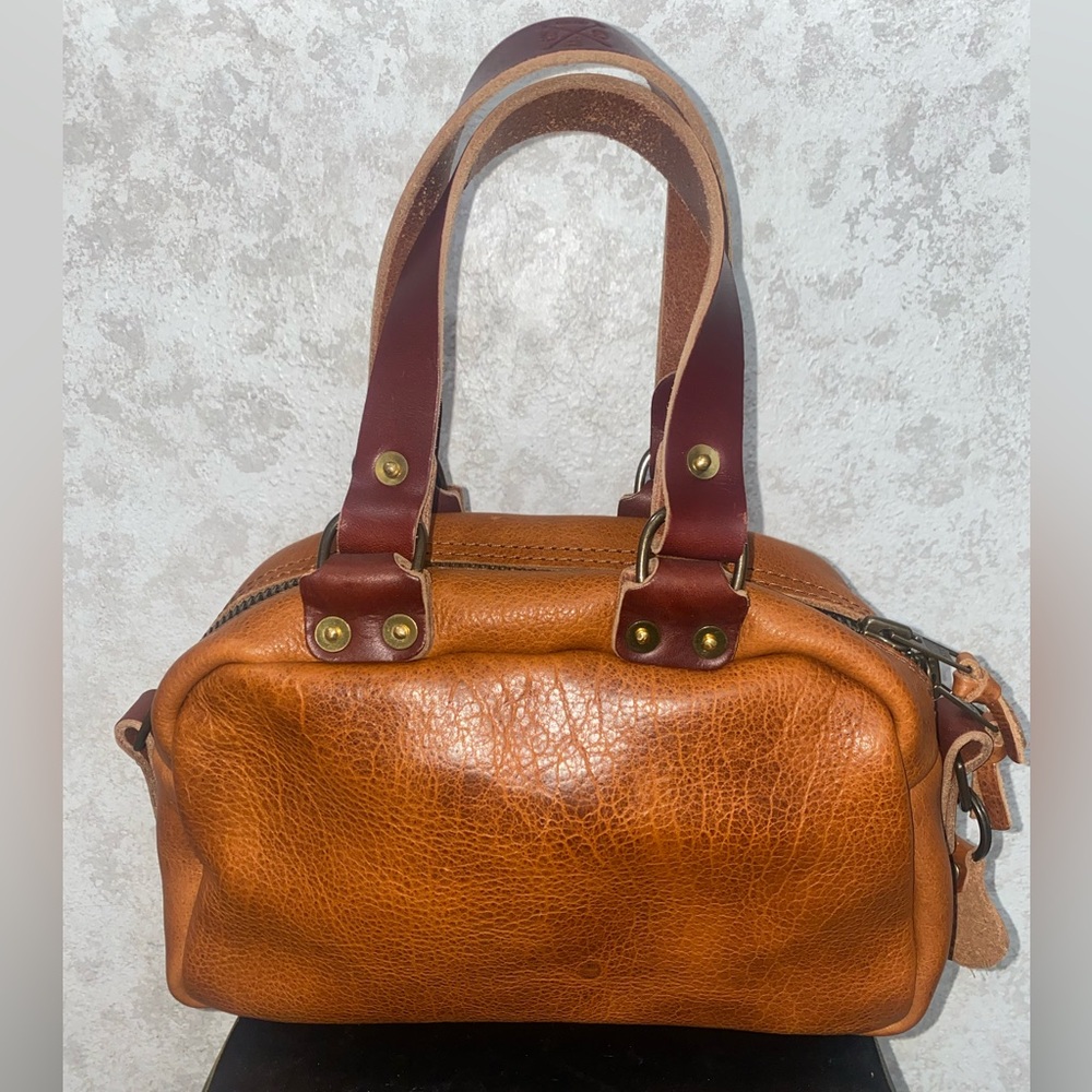 Peanut Bison Mini Hoffman Crossbody Leather Bag Made in USA